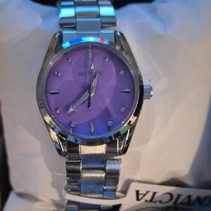 Invicta Silver Watch with Purple Dial